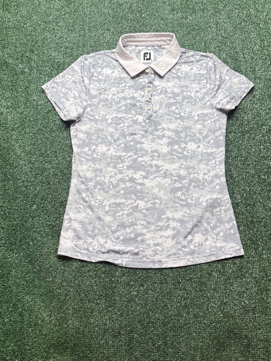 FootJoy Tops - FootJoy Women's Short Sleeve Polo in Light Gray Camo with White Collar
